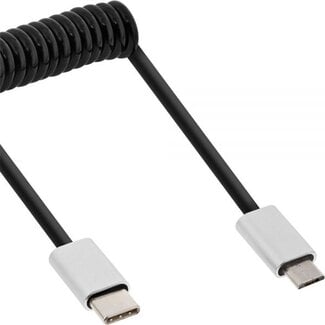 InLine InLine USB Micro B naar USB-C spiraalkabel - USB2.0 - tot 3A / zwart - 0,50 meter