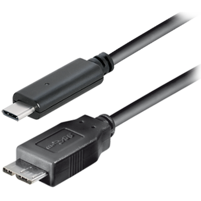 USB Micro B naar USB-C kabel - USB3.1 Gen 1 - tot 2A / zwart - 0,50 meter