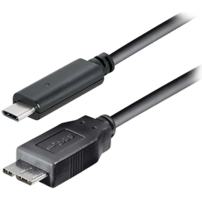 USB Micro B naar USB-C kabel - USB3.1 Gen 1 - tot 2A / zwart - 1,8 meter