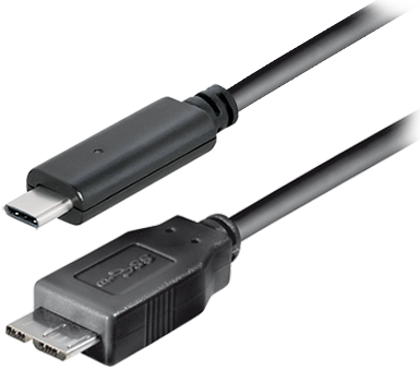 USB Micro B naar USB-C kabel - USB3.1 Gen 1 - tot 2A / zwart - 1,8 meter