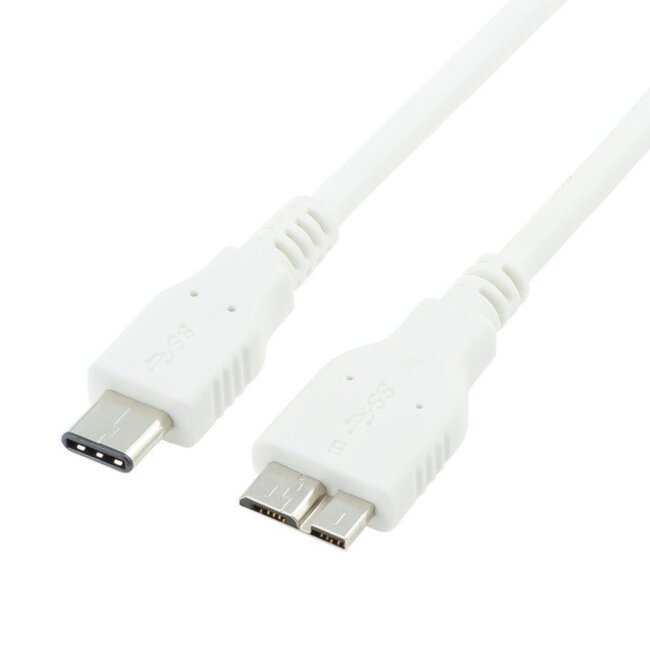 USB Micro B naar USB-C kabel - USB3.1 Gen 1 - tot 2A / wit - 1 meter