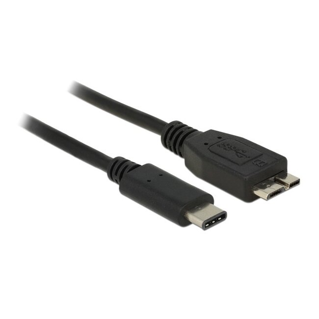 USB Micro B naar USB-C kabel - USB3.1 Gen 2 - tot 3A / zwart - 0,50 meter