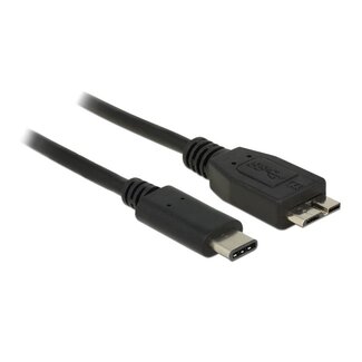 DeLOCK USB Micro B naar USB-C kabel - USB3.1 Gen 2 - tot 3A / zwart - 1 meter