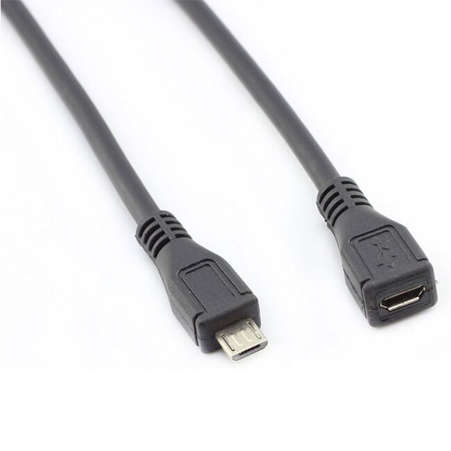 USB Micro B naar USB Micro B verlengkabel - USB2.0 - tot 1A / zwart - 2 meter
