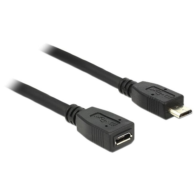 USB Micro B naar USB Micro B verlengkabel - USB2.0 - tot 2A / zwart - 0,50 meter