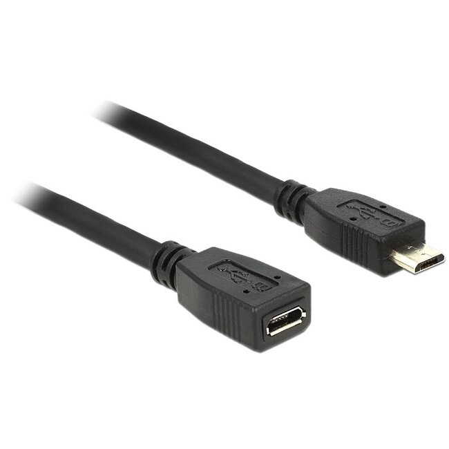 USB Micro B naar USB Micro B verlengkabel - USB2.0 - tot 2A / zwart - 1 meter