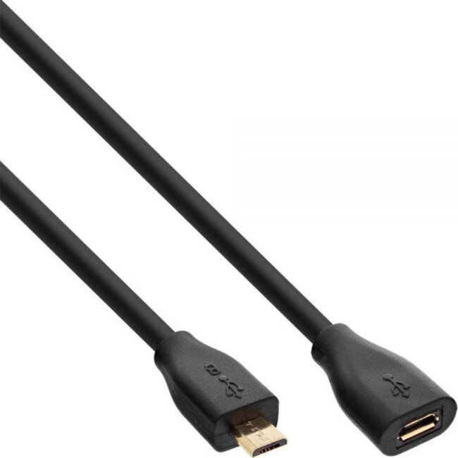 Premium USB Micro B naar USB Micro B verlengkabel - USB2.0 - tot 1A / zwart - 3 meter