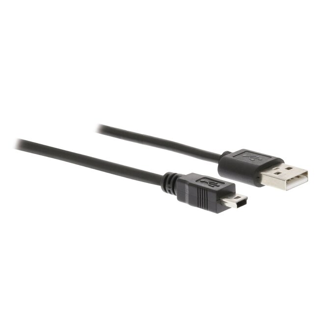 USB Mini B naar USB-A kabel - USB2.0 - tot 1A / zwart - 5 meter