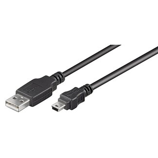 MaxTrack USB Mini B naar USB-A kabel - USB2.0 - tot 2A / zwart - 0,30 meter