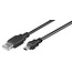 USB Mini B naar USB-A kabel - USB2.0 - tot 2A / zwart - 0,30 meter