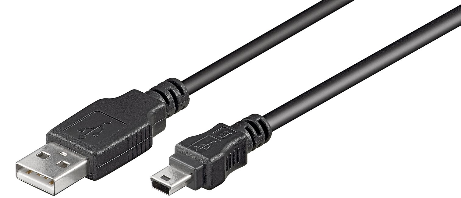 InLine USB Mini B naar USB-A kabel - USB2.0 - tot 2A / zwart - 0,50 meter