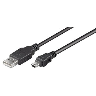 Nedis USB Mini B naar USB-A kabel - USB2.0 - tot 2A / zwart - 2 meter