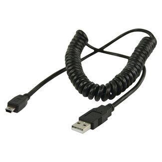 DeLOCK USB Mini B naar USB-A spiraalkabel - USB2.0 - tot 2A / zwart - 0,60 meter