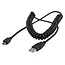 USB Mini B naar USB-A spiraalkabel - USB2.0 - tot 2A / zwart - 0,60 meter