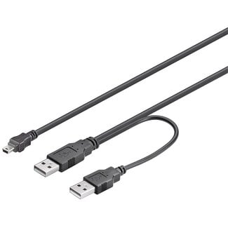Goobay USB Mini B naar 2x USB-A Y-kabel - USB2.0 - tot 1A / zwart - 0,50 meter