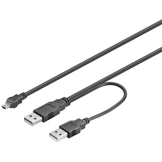 S-Impuls USB Mini B naar 2x USB-A Y-kabel - USB2.0 - tot 1A / zwart - 1 meter