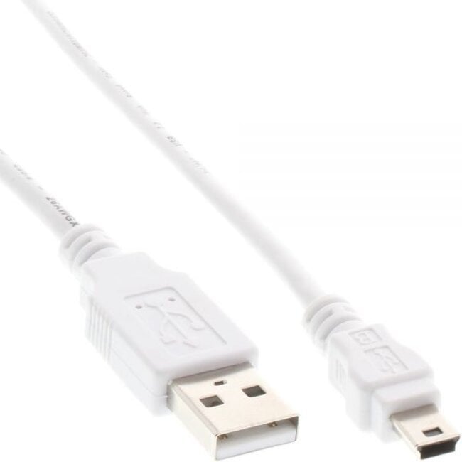 USB Mini B naar USB-A kabel - USB2.0 - tot 1A / wit - 1,8 meter