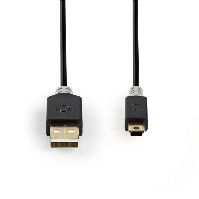 Nedis USB Mini B naar USB-A kabel - USB2.0 - tot 2A / zwart - 2 meter