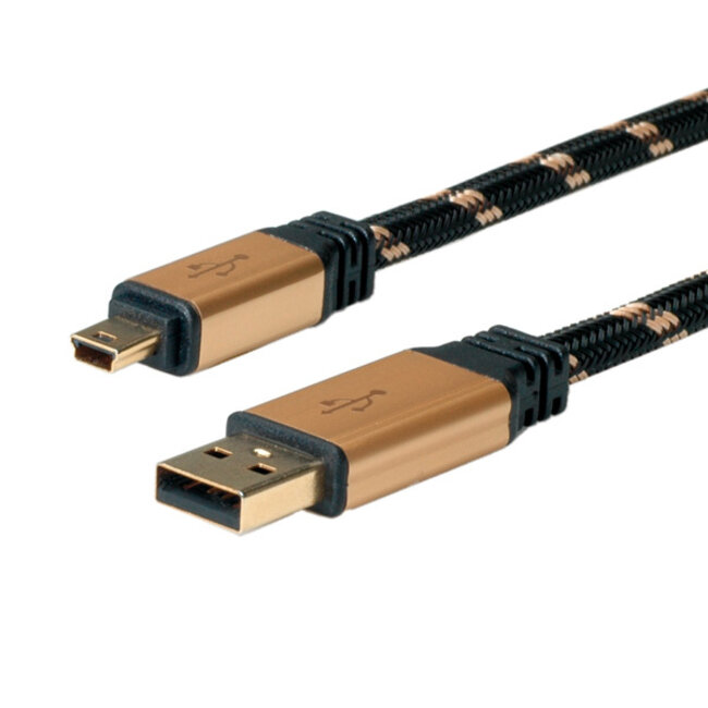 Roline USB Mini B naar USB-A kabel - USB2.0 - tot 2A - 0,80 meter