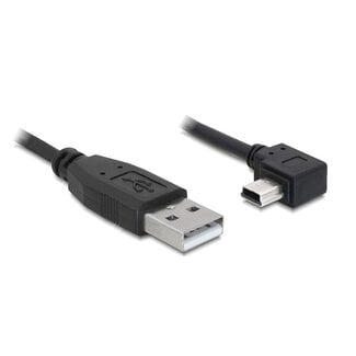 DeLOCK USB Mini B haaks naar USB-A kabel - USB2.0 - tot 2A / zwart - 0,50 meter