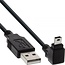 USB Mini B haaks naar USB-A kabel - USB2.0 - tot 1A / zwart - 0,30 meter