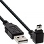 USB Mini B haaks naar USB-A kabel - USB2.0 - tot 1A / zwart - 2 meter