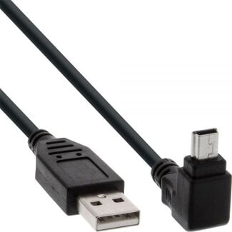 InLine USB Mini B haaks naar USB-A kabel - USB2.0 - tot 1A / zwart - 0,30 meter