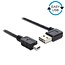 Mini USB naar Easy-USB-A haaks (links/rechts) kabel - USB2.0 - tot 2A / zwart - 0,50 meter