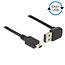 Mini USB naar Easy-USB-A haaks (boven/beneden) kabel - USB2.0 - tot 2A / zwart - 2 meter