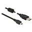 USB Mini B naar USB-A kabel met ferriet kern - USB2.0 - tot 2A / zwart - 1 meter