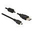 USB Mini B naar USB-A kabel met ferriet kern - USB2.0 - tot 2A / zwart - 2 meter
