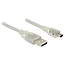 USB Mini B naar USB-A kabel met ferriet kern - USB2.0 - tot 2A / transparant - 1 meter
