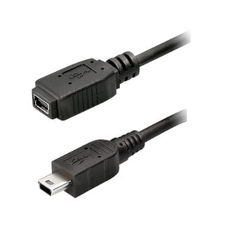 Transmedia USB Mini B naar USB Mini B verlengkabel - USB2.0 / tot 1A / zwart - 1,2 meter