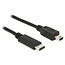 USB Mini B naar USB-C kabel - USB2.0 - tot 3A / zwart - 1 meter