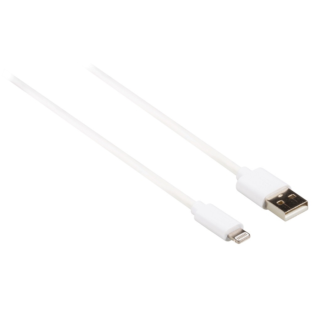 Lightning Kabel - USB 2.0 - Apple Lightning 8-Pins - USB-A Male - 480 Mbps - Vernikkeld - 3.00 m - Rond - PVC - Wit - Label