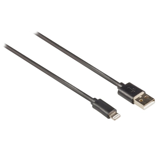 8-pins Lightning naar USB-A kabel - USB2.0 - tot 2,4A / zwart - 0,50 meter