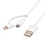 8-pins Lightning en Micro USB naar USB-A combi-kabel - USB2.0 - tot 3A / wit - 1 meter