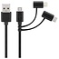 8-pins Lightning, Micro USB en USB-C naar USB-A combi-kabel - USB2.0 - tot 3A / zwart - 1 meter