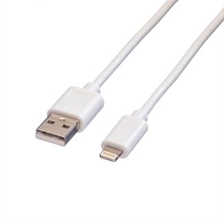 Roline 8-pins Lightning naar USB-A kabel - USB2.0 - tot 3A / wit - 0,15 meter