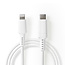 Nedis 8-pins Lightning naar USB-C kabel - USB2.0 - tot 20V/3A / wit - 1 meter