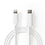 Nedis 8-pins Lightning naar USB-C kabel - USB2.0 - tot 20V/3A / wit - 2 meter