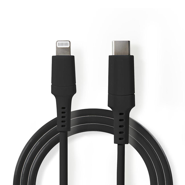 Nedis 8-pins Lightning naar USB-C kabel - USB2.0 - tot 20V/3A / zwart - 2 meter