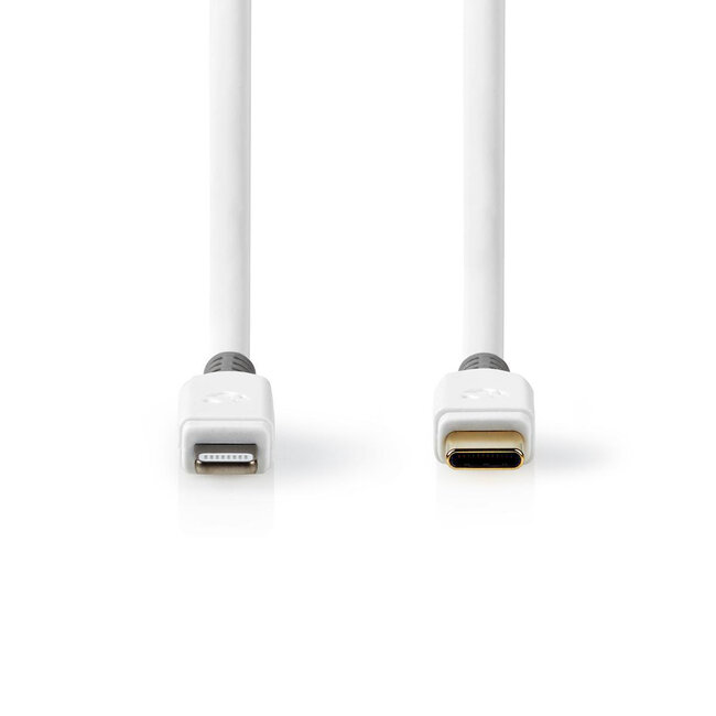 Nedis 8-pins Lightning naar USB-C kabel - USB2.0 - tot 20V/3A / wit - 1 meter