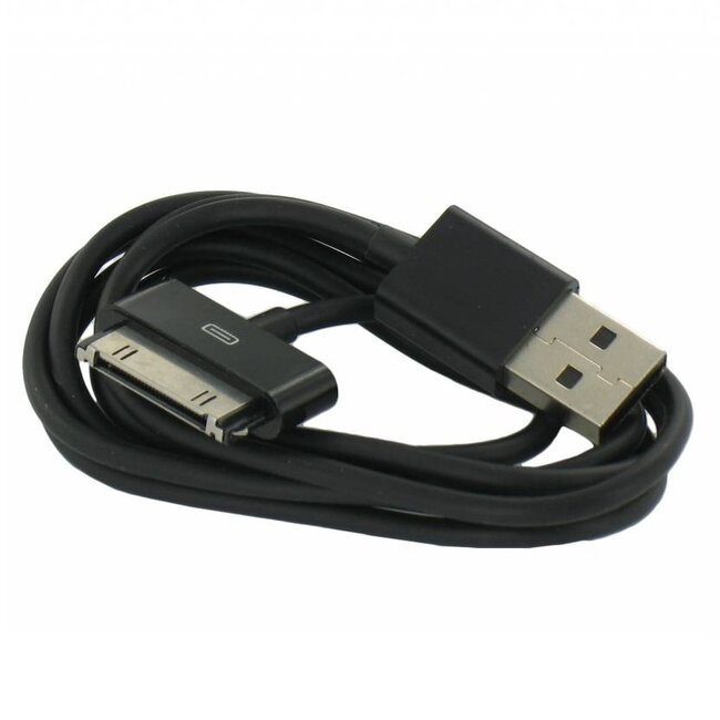 30-pins Apple Dock naar USB-A kabel - USB2.0 - tot 2A / zwart - 1 meter