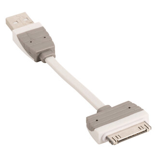 Bandridge Bandridge 30-pins Apple Dock naar USB-A kabel - USB2.0 - tot 2A / wit - 0,10 meter