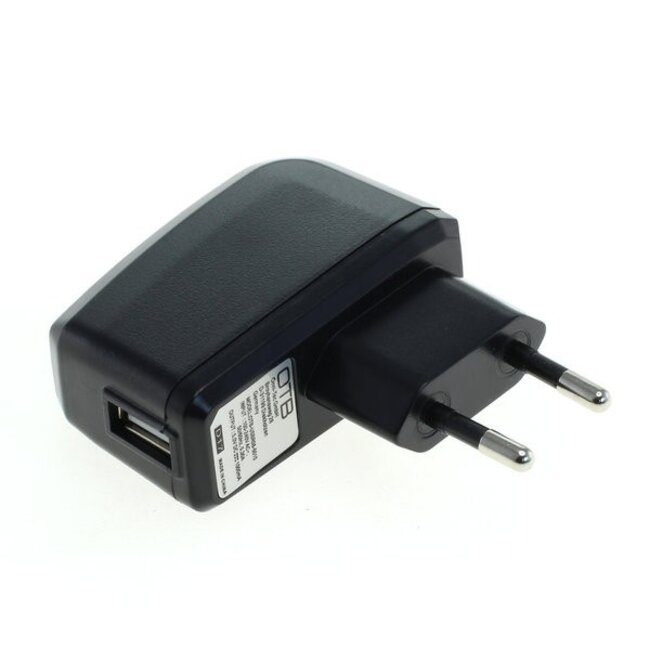 USB thuislader met 1 poort - haaks - 1A / zwart