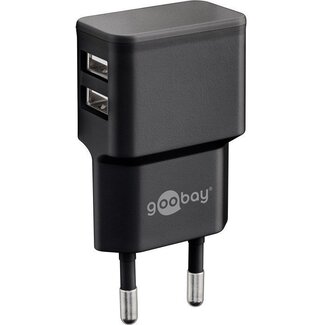 Goobay Goobay USB thuislader met 2 poorten - haaks - 2,4A / zwart