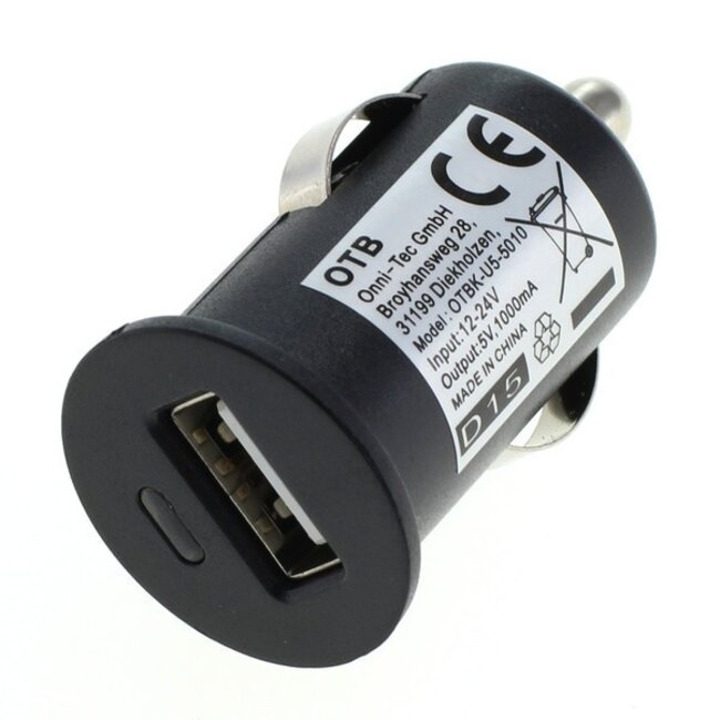 USB autolader met 1 poort - compact - 1A / zwart