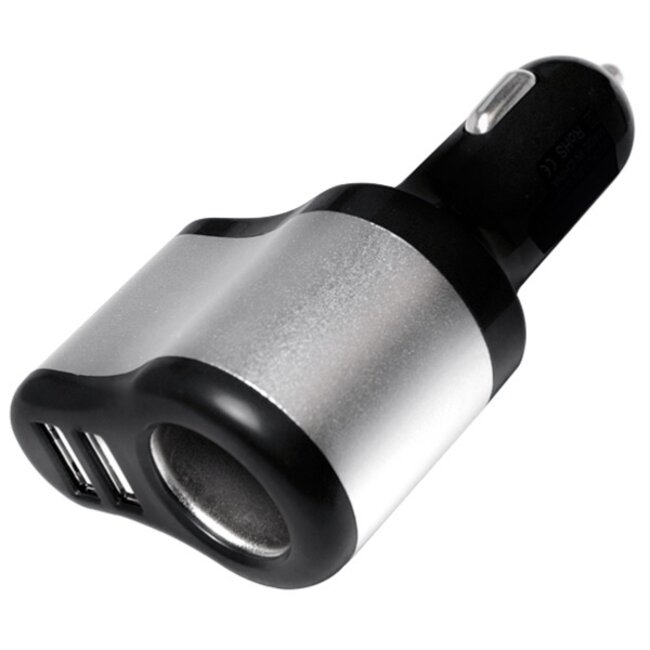 LogiLink USB autolader met 2 poorten en 12-24V aansluiting - 2,1A / zwart/zilver