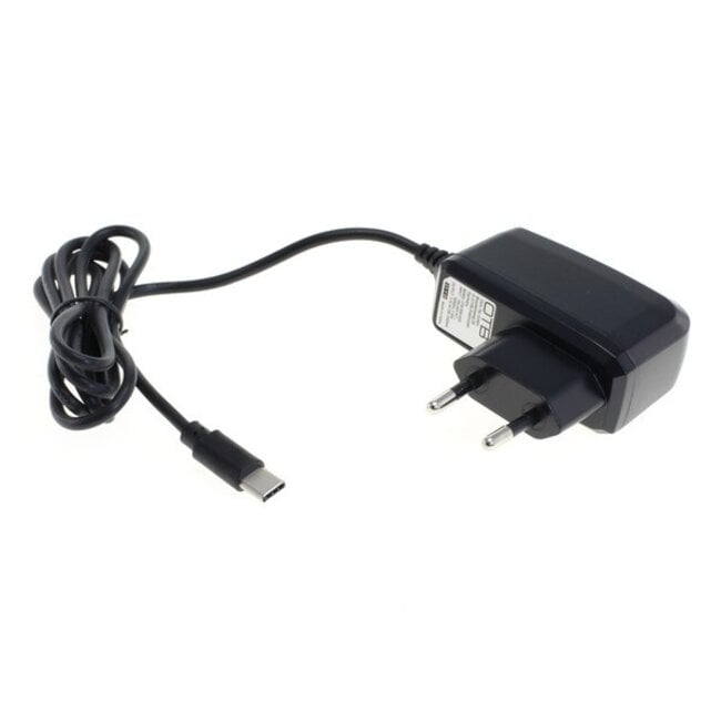 USB-C thuislader met vaste kabel - 2A / zwart - 1,1 meter